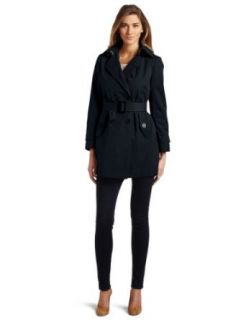 MICHAEL Michael Kors Women's Petite Double Breasted Buckled Belt Trench Coat, Black, Small Trenchcoats
