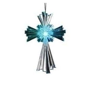 4.5" Rejoice Battery Operated LED Lighted Religious Cross Christmas Ornament   Decorative Hanging Ornaments