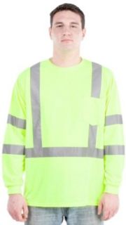 Utility Pro UHV401 Polyester High Vis Long Sleeve T Shirt with Chest Pocket with Dupont Teflon fabric protector, Lime, X Large   Protective Chemical Splash Apparel  