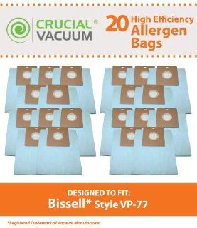20 Bissell VP 77 Vacuum Bags, Fits Bissell Power Partner Canister Vacuums & Power Partner Plus Canister Vacuums, Compare to Part # 203 2026 & 2032026, Designed & Engineered by Crucial Vacuum   Household Vacuum Bags Upright