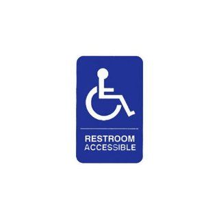Tablecraft 695622 Self Adhesive Restroom/Accessible Braille/Tactile Sign with Handicapped Symbol, White/Blue, 6 by 9 Inch Kitchen & Dining