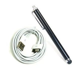 Cosmos premium set with Black Stylus/styli Touch Screen cellphone Pen for iPhone 4 4s 3 3Gs iPod/iPad 2 3 plus 6 feet white USB cable for Iphone4 4S 3G iPad 2 3 + Cosmos Cable Tie Cell Phones & Accessories