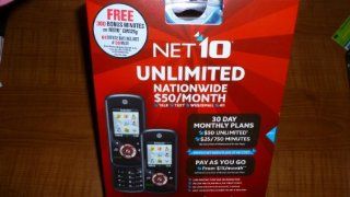 Motorola EM326 Pre Paid Cell Phone for Net10 with Bluetooth   Black Cell Phones & Accessories