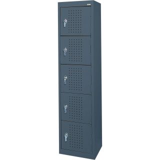Sandusky Lee Welded Steel Storage Locker — 5 Tier, 15in.W x 18in.D x 66in.H, Charcoal, Model# LF55151866-02  Lockers