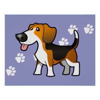 Cartoon Beagle (tricolor) Poster