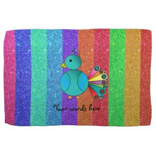 Rainbow peacock rainbow glitter kitchen towel