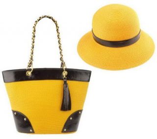 Global Glamour Gatsby Straw Bag with Hat —