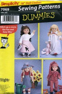 Simplicity Sewing Patterns for Dummies 18" Doll Clothes, Poodle Skirt, Pajamas, Sun Suit, Winter Suit and Hat