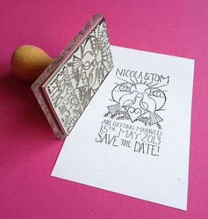 personalised lovebirds wedding stamp by bloomfield & rolfe