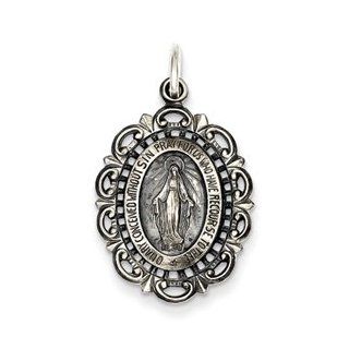 Miraculous Medal Sterling Silver Antiqued Miraculous Medal Pendants Jewelry