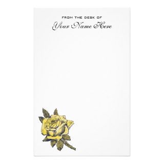 Vintage Wedding, Yellow Antique Garden Rose Wreath Stationery Paper