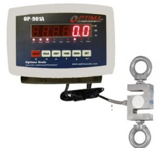 Optima Scale OP 926, 2, 000 LB x 0.2 LB Hanging S Hook Crane Scale With Indicator Package NEW Science Lab Balances
