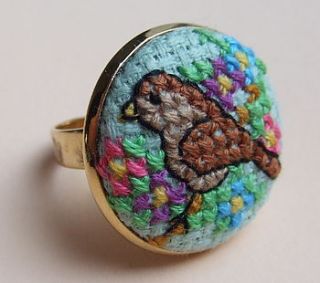 sweet cross stitch sparrow ring by magasin