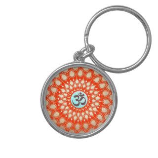 OM Symbol Lotus Mandala Orange Keychains