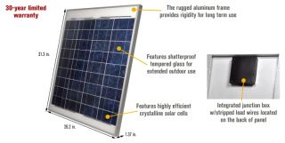 NPower Crystalline Solar Panel — 70 Watts, 12 Volt, 26.2in.L x 31.3in.W x 1.37in.H  Crystalline Solar Panels
