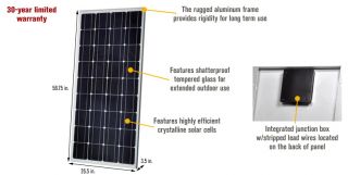 NPower Crystalline Solar Panel — 150 Watts, 12 Volt, 58.75in.L x 26.5in.W x 3.5in.H  Crystalline Solar Panels