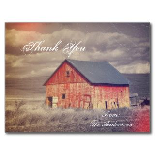rustic western red barnhouse country thank you post cards