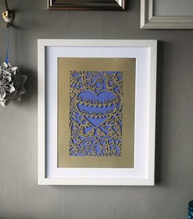 personalised wedding unframed papercut by pogofandango