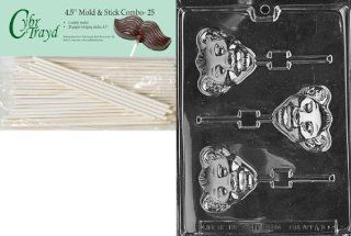 Cybrtrayd 45St25 A108 Lion Cub Lolly Animal Chocolate Candy Mold with 25 4.5 Inch Lollipop Sticks Kitchen & Dining