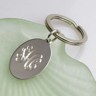 monogram silver keyring by hersey silversmiths