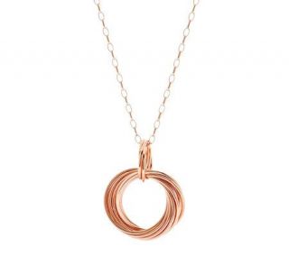 Bronzo Italia Rose Rolling Circle Pendant with 36 Rolo Link Chain —