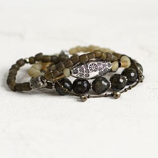pyrite and labradorite bracelet set by artique boutique