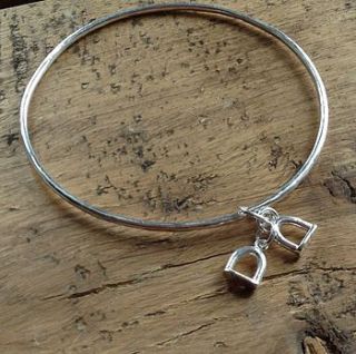 stirrup solid silver charm bangle by anne reeves jewellery