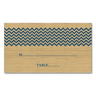 Blue Rustic Chevron Wedding Place Card Business Card Template