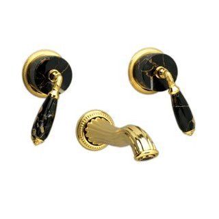 Phylrich WL338COEB OEB Old English Brass Bathroom Faucets Wall Mount Black Marble Lav Faucet Set   Touch On Bathroom Sink Faucets  