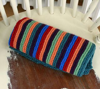 rainbow striped baby blanket by knitknacks company