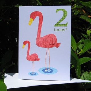 age two flamingo card by flaming imp
