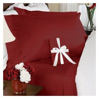 600 Thread Count Egyptian Cotton Unattached WATERBED Sheet Set, Cal King, Solid Burgundy   Pillowcase And Sheet Sets
