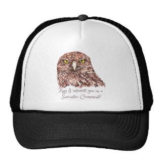 Sarcastic Humor Quote Watercolor Grumpy Owl Mesh Hats