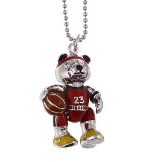 Sterling Silver Cubic Zirconia Basketball Bear Necklace Children's Necklaces