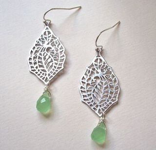 silver paisley leaf earrings by a box for my treasure