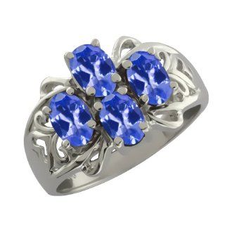 1.80 Ct Oval Blue Tanzanite Sterling Silver Ring Jewelry