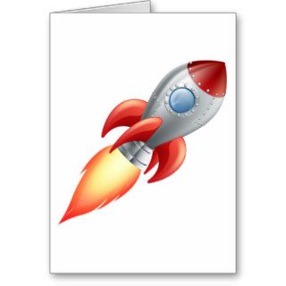 Cartoon rocket space ship card