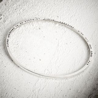 silver tiny text message bangle by pink butterfly