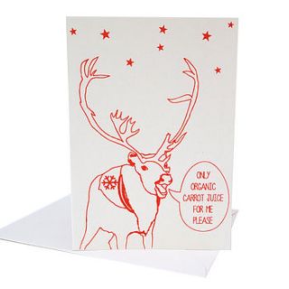 screen printed reindeer christmas card by megan alice england