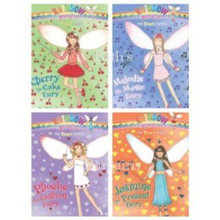 4 Books Rainbow Magic Party Fairies Series Set   Cherry the Cake Fairy, Melodie the Music Fairy, Phoebe the Fashion Fairy, Jasmine the Present Fairy (Rainbow Magic Party Fairies Set Series Collection, Vol 1, 2, 6, 7) Daisy Meadows Books