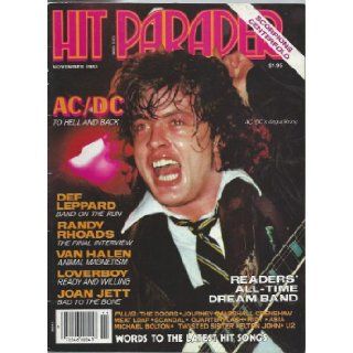Hit Parader Rock Magazine November 1983 AC/DC Randy Rhoads Last Interview Van Halen Loverboy Scorpions Def Leppard Doors U2 Twisted Sister Joan Jett (Hit Parader Magazine) Hit Parader Rock Magazine Books