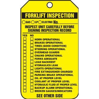 Accuform Signs TRS336CTP PF Cardstock Forklift Tag, Legend "FORKLIFT INSPECTION RECORD (CHECKLIST)/FORKLIFT INSPECTION NOTES", 3 1/4" Width x 5 3/4" Height, Black on Yellow (Pack of 25) Lockout Tagout Locks And Tags Industrial & S