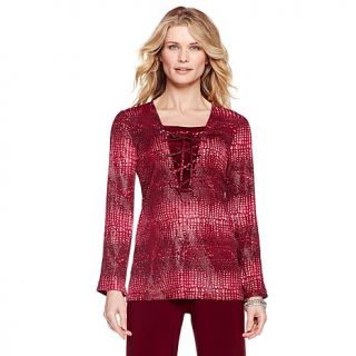CSC® studio Pleated Sleeve Lace Up Tunic