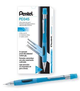 Pentel Quicker Clicker Automatic Pencil, 0.5mm Lead Size, Blue Barrel, Box of 12 (PD345C)  Mechanical Pencils 