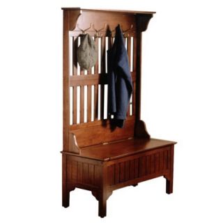 Home Styles Storage Bench with Coat Rack   Cherry