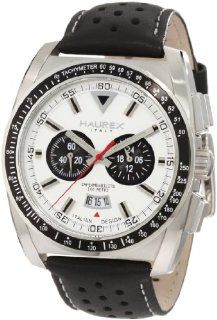 Haurex Italy Men's 9A346USN MPH Black PVD Tachymeter Bezel Chronograph Leather Watch Haurex Italy Watches