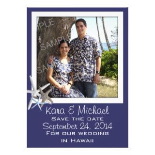 Navy Starfish Save the Date Photo Announcements
