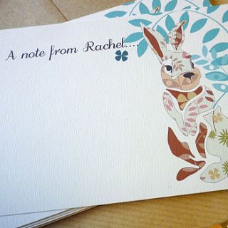 set of 12 bunny notecards by ink pudding