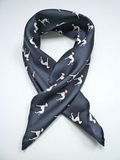 dog print silk scarf black by somerville scarves
