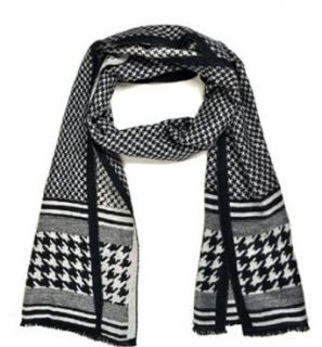 Women's Black And White Houndstooth pattern 100% Viscose Winter Scarf SCARF 1573
